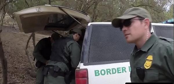  Slutty Latina babe fucked by fake border patrol agent